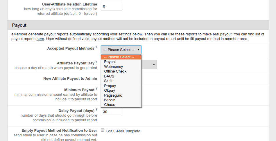 Payouts can be made to PayPal, Moneybookers, or with checks.