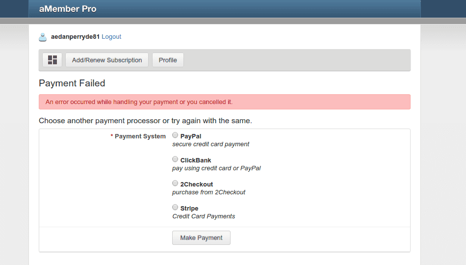 Fail-back Payment Processor