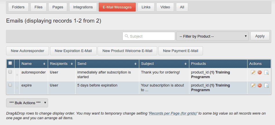 Expiration E-Mail Messages